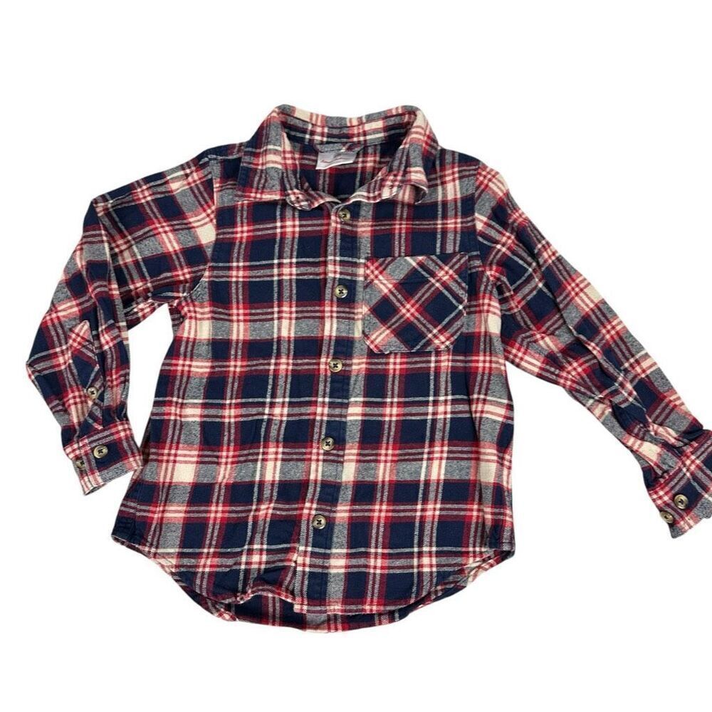 Hanna Andersson Blue Red Flannel Shirt 120 6/7